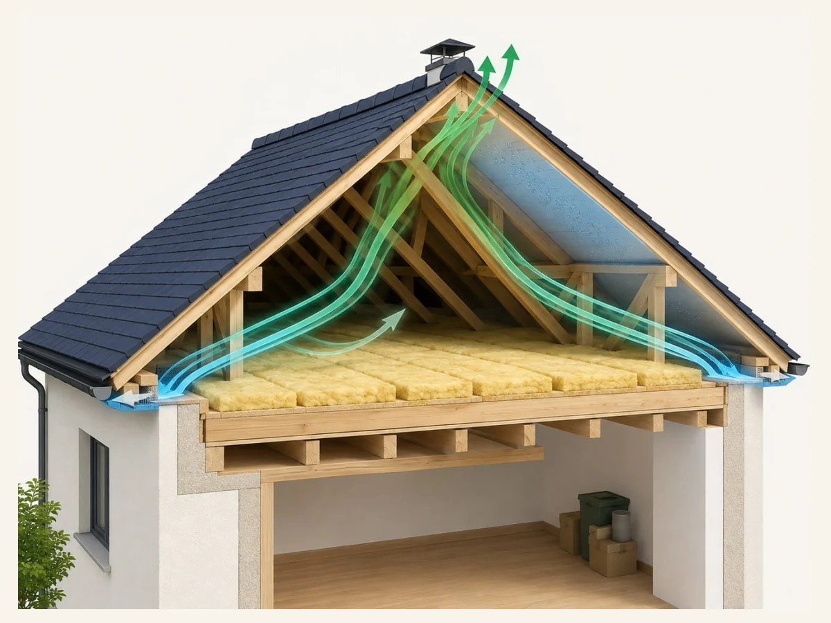 Ventilation et humidité à vérifier dans des combles perdus