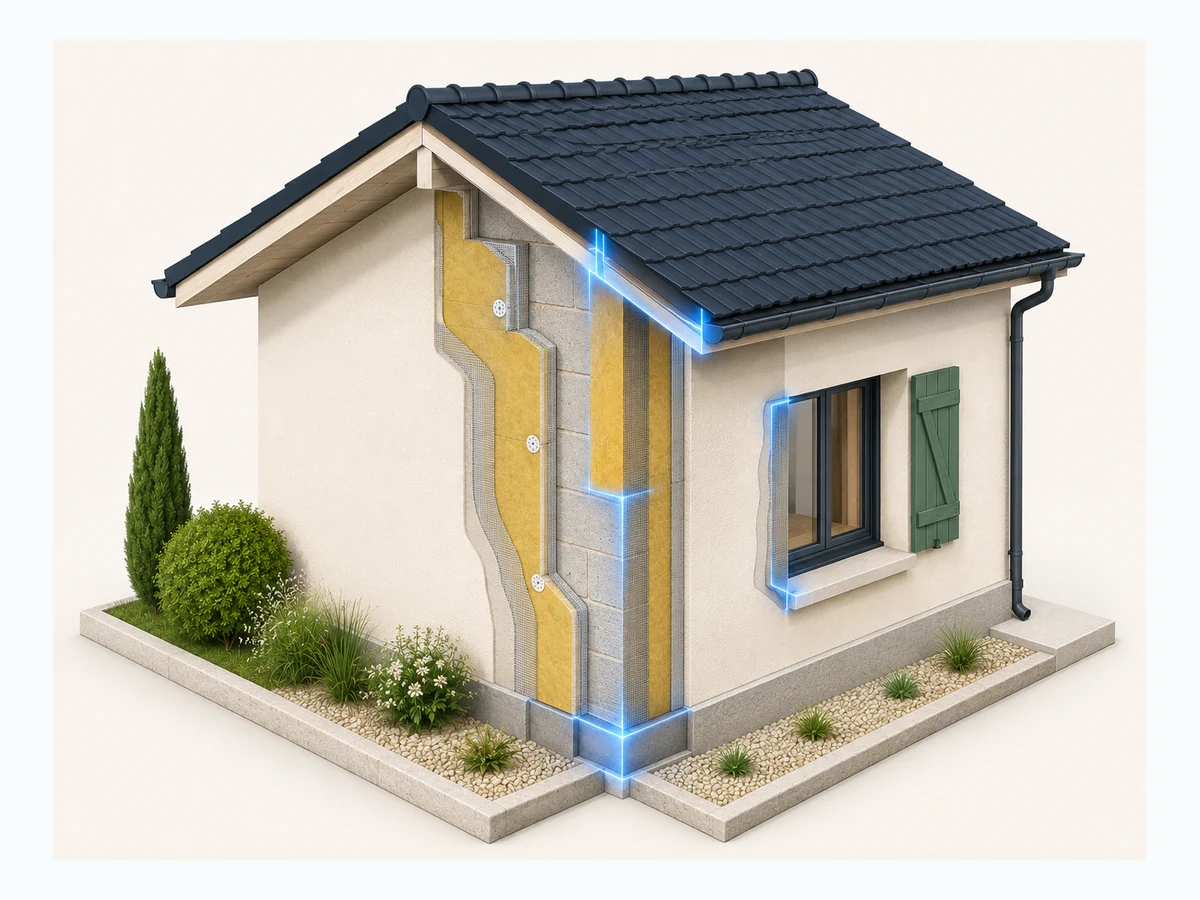 Points singuliers toiture et isolation extérieure
