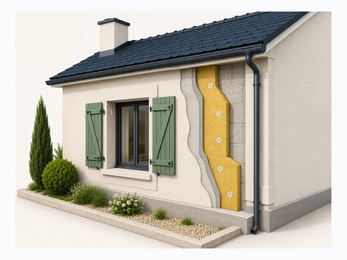 Finition façade après isolation extérieure