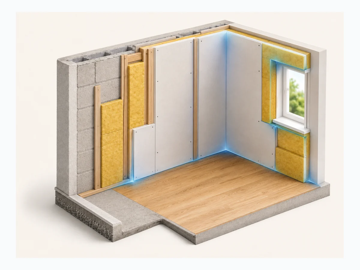 Ponts thermiques en isolation intérieure : angle, fenêtre, plancher et continuité de l’isolant