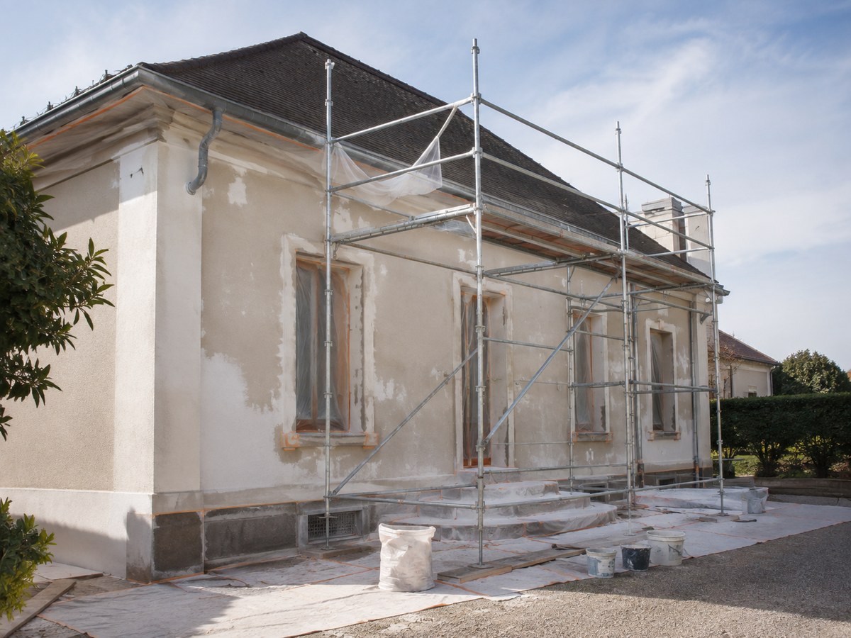 Façade de maison en cours de ravalement propre à Gisors