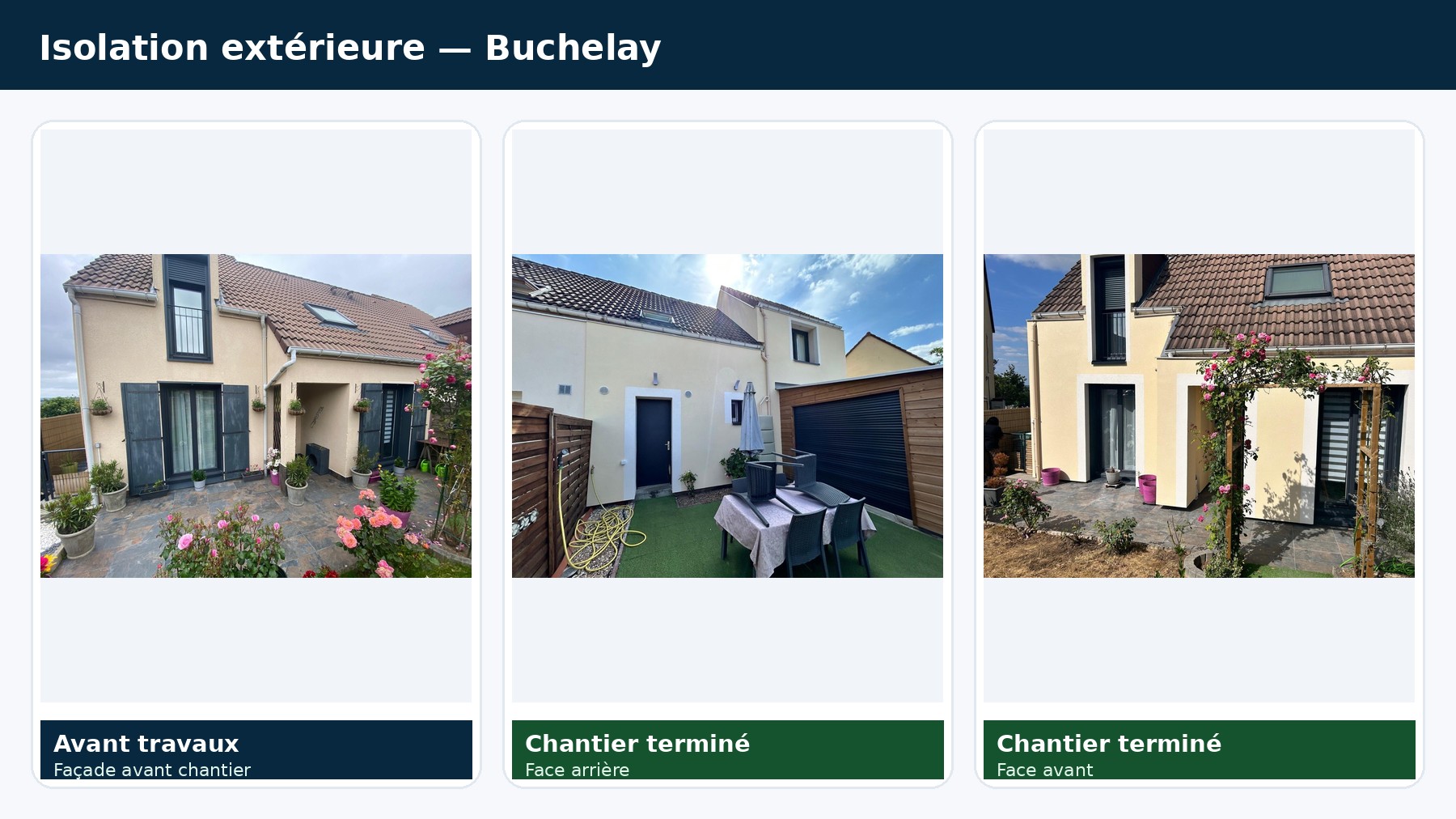 Réalisation DDH à Buchelay : isolation extérieure 109 m², avant et façades terminées