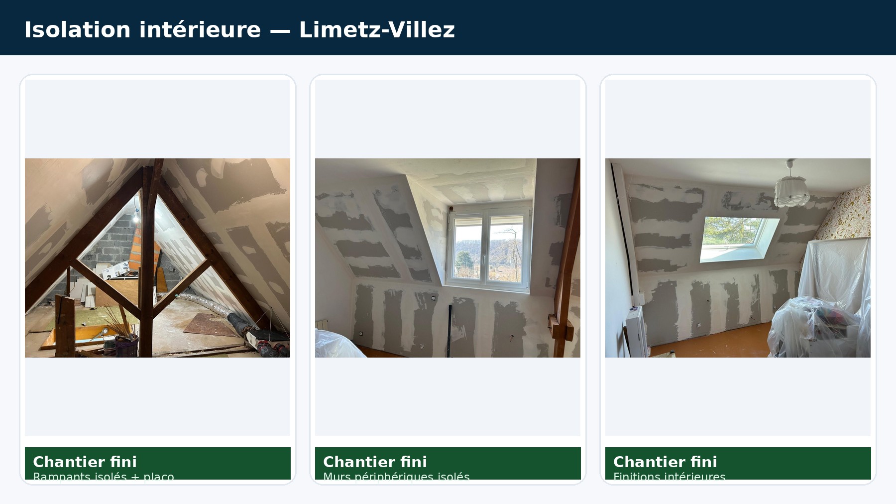 Réalisation DDH à Limetz-Villez : isolation intérieure rampants et murs, chantier fini