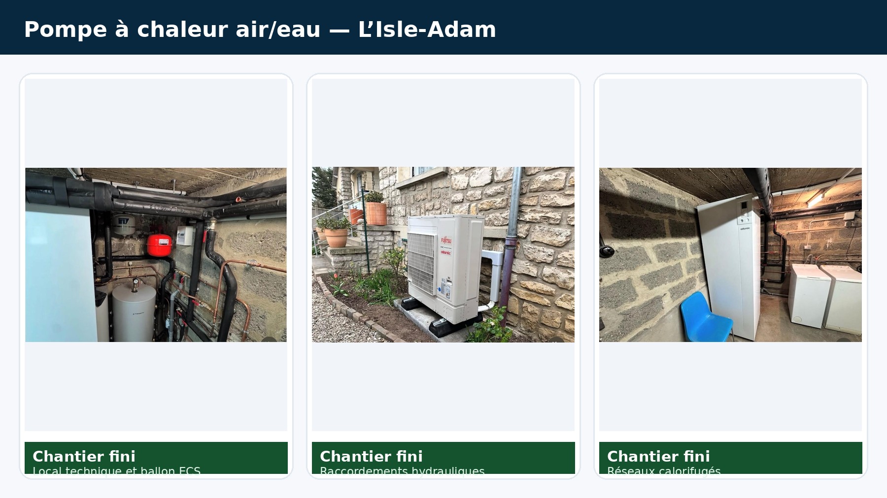Réalisation DDH à L’Isle-Adam : pompe à chaleur air/eau Atlantic, chantier fini