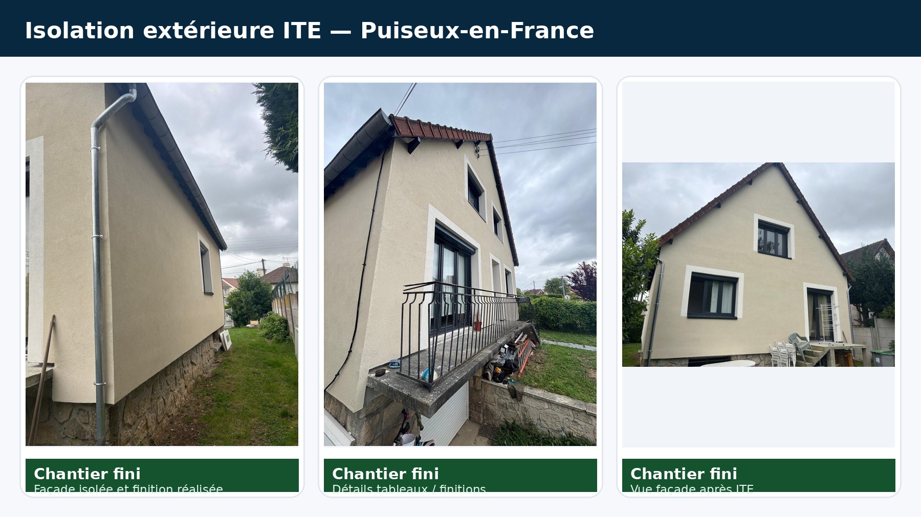Réalisation ITE Puiseux-en-France : isolation extérieure 125 m², chantier fini