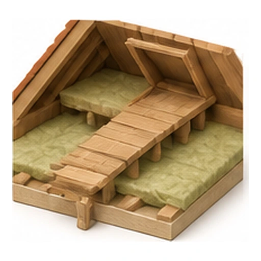 Illustration 3D : accès et cheminement à conserver dans les combles.