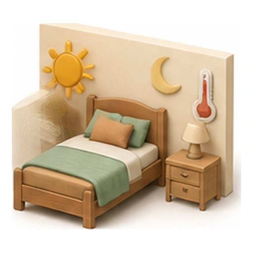 Illustration 3D : confort d’une chambre selon les périodes de la journée.