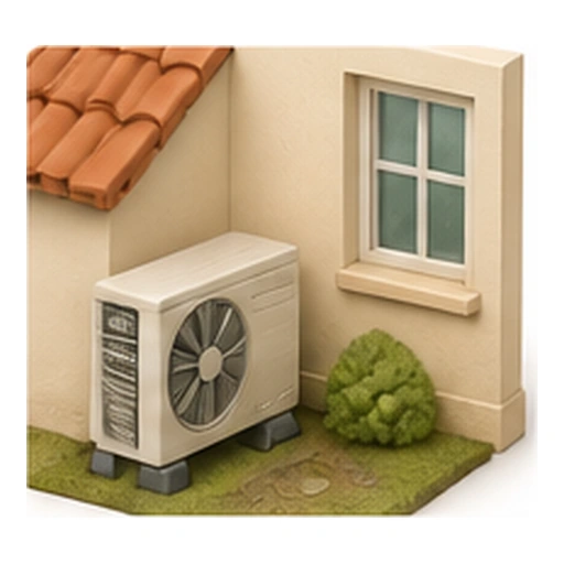 Illustration 3D : groupe extérieur à positionner en tenant compte des fenêtres et des alentours.