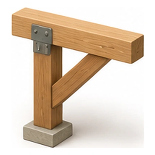 Illustration 3D : pièce de charpente avec renfort structurel distinct d’un traitement.